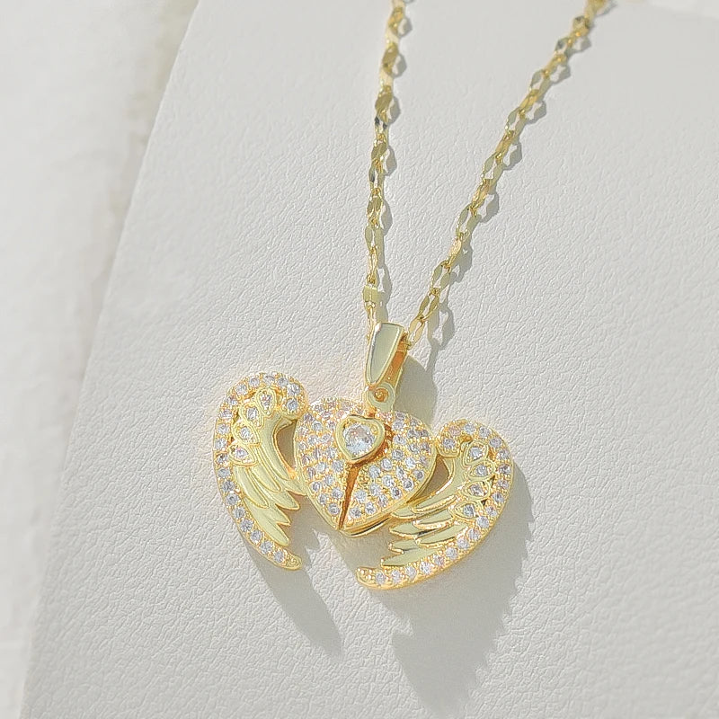 Embrace Angel Wing Heart Necklace