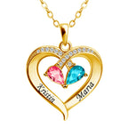 Custom Heart Birthstone Name Necklace