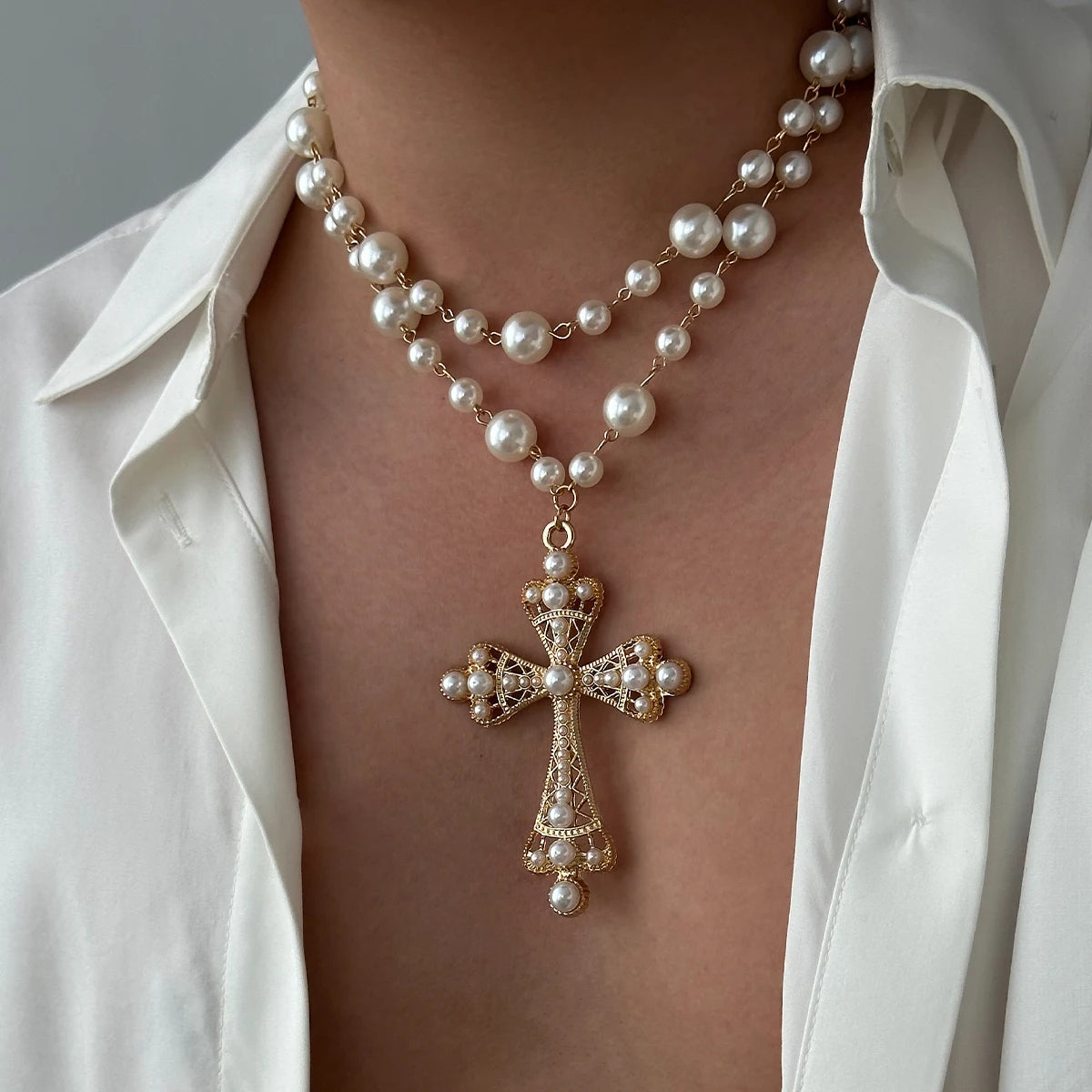 Pearl Cross Necklace