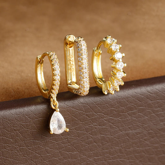 Geometric Zircon Hoop Earrings