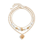 3 PCS Pearl Tassel Heart Choker Necklace