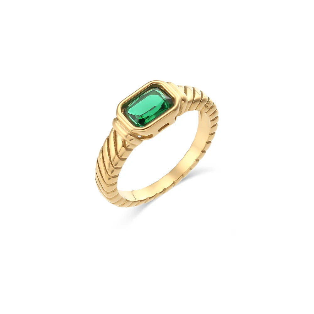 Thin Square Stone Ring