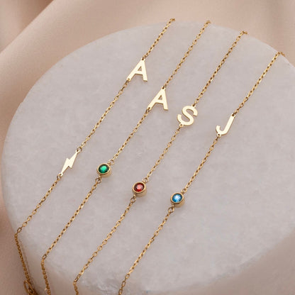 Personalized Birthstone Initial Bracelet