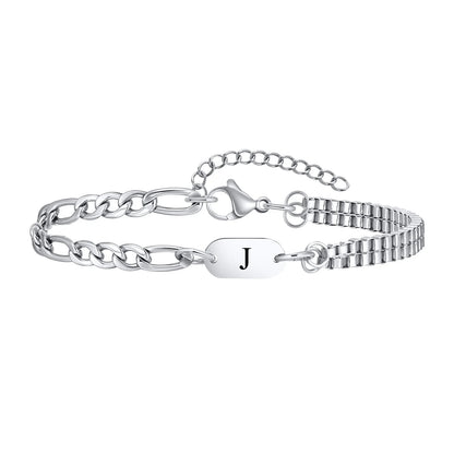 Silver Initial Unisex Bracelet