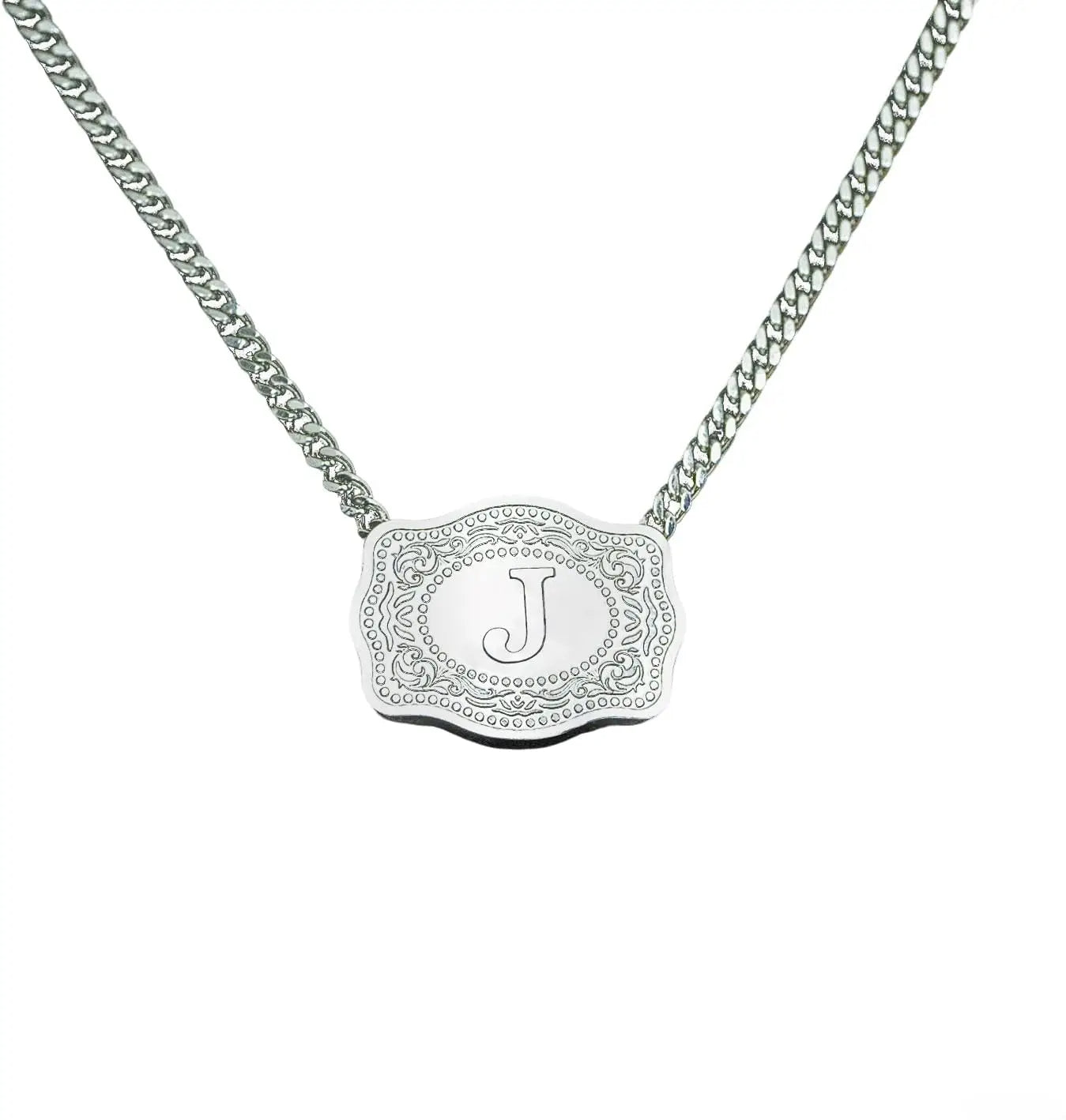 Rhodium Plated Initial Necklace