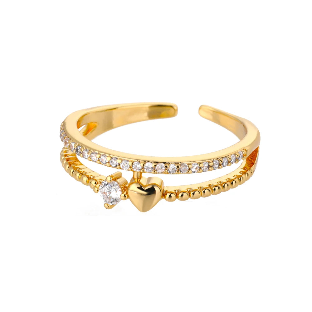 Double Layer Zircon Heart Ring
