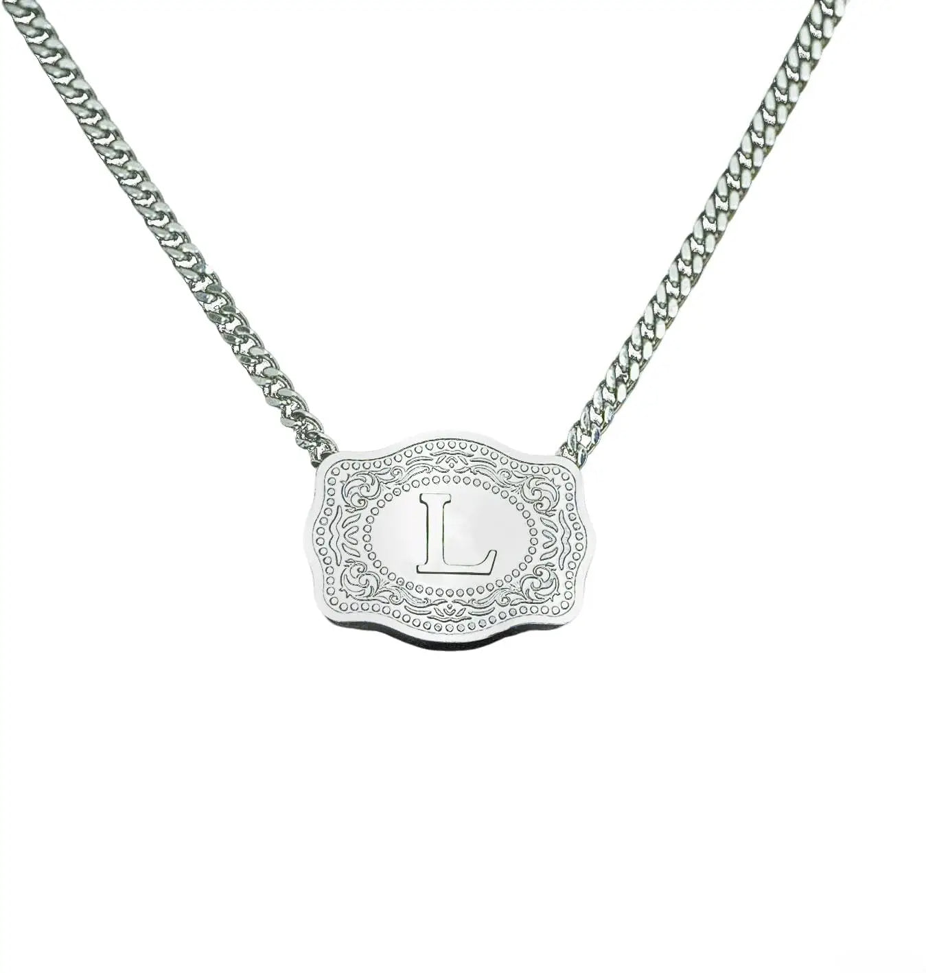 Rhodium Plated Initial Necklace