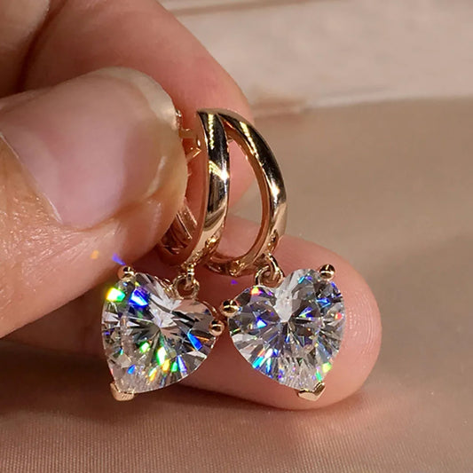 Zircon Heart Hoop Earrings