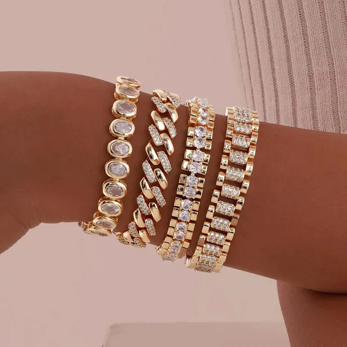 4 PCS Chunky Link Stackable Bracelet Set