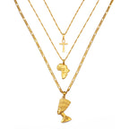 3 PCS Africa & Ankh Necklace Set