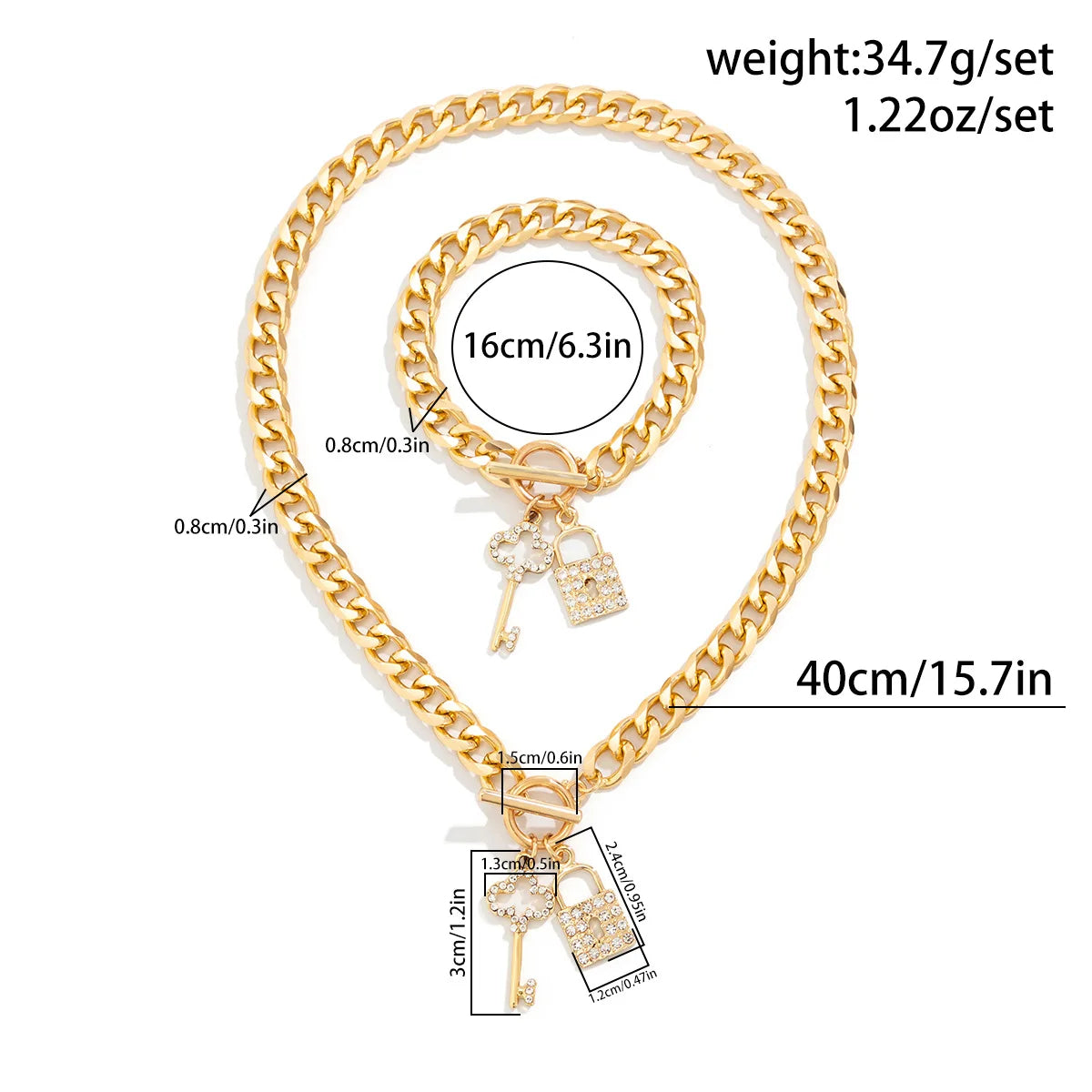 Key & Lock Charm Jewelry Set