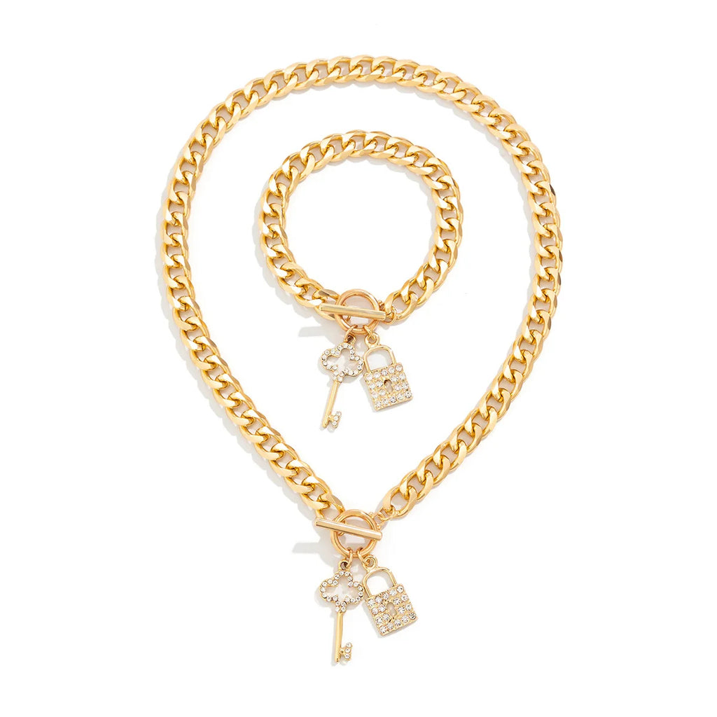 Key & Lock Charm Jewelry Set