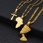 3 PCS Africa & Ankh Necklace Set
