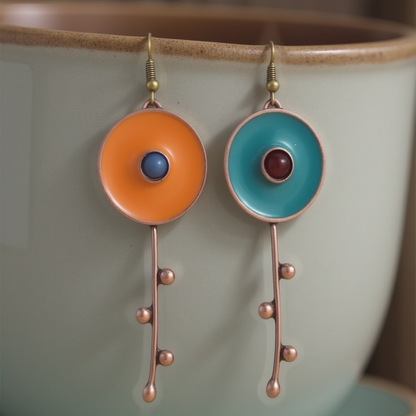 Asymmetric Metal Drop Boho Earrings