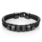 Engraved Beaded Leather Bracelet