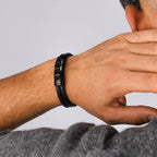 Engraved Beaded Leather Bracelet