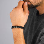 Engraved Beaded Leather Bracelet