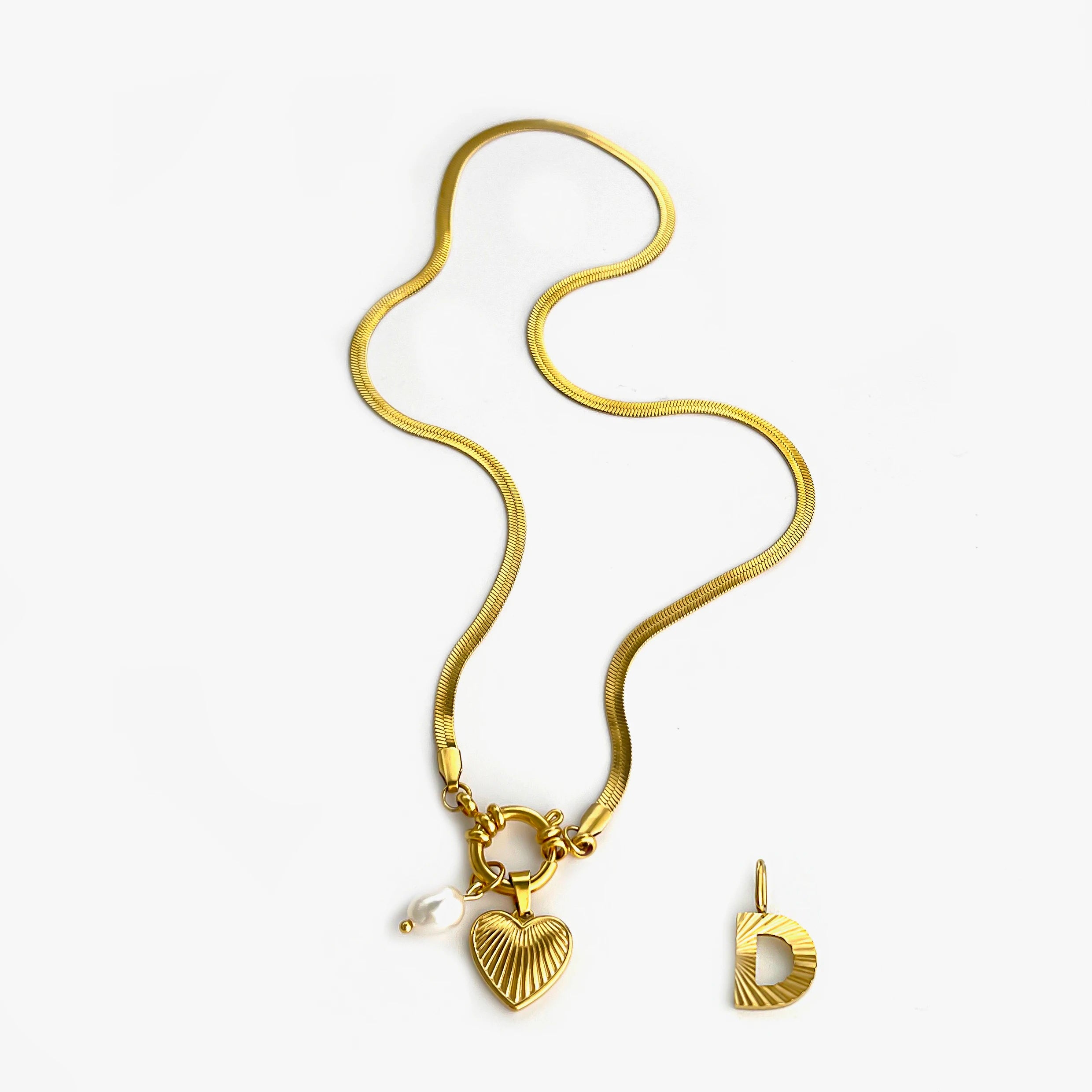 Pearl Heart Initial Necklace
