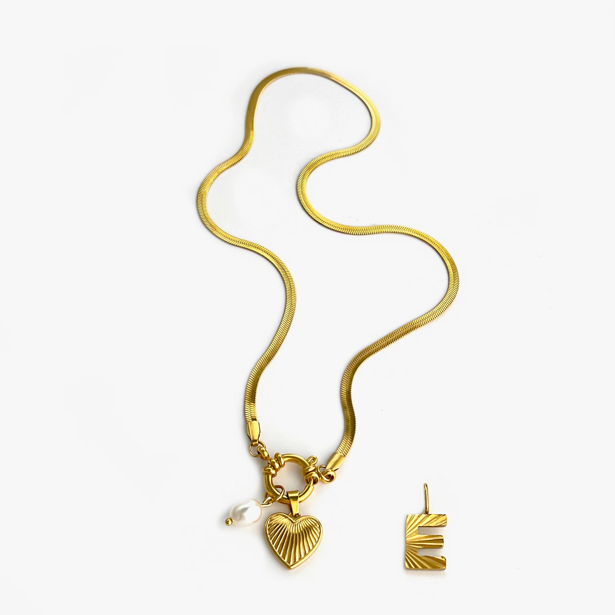 Pearl Heart Initial Necklace