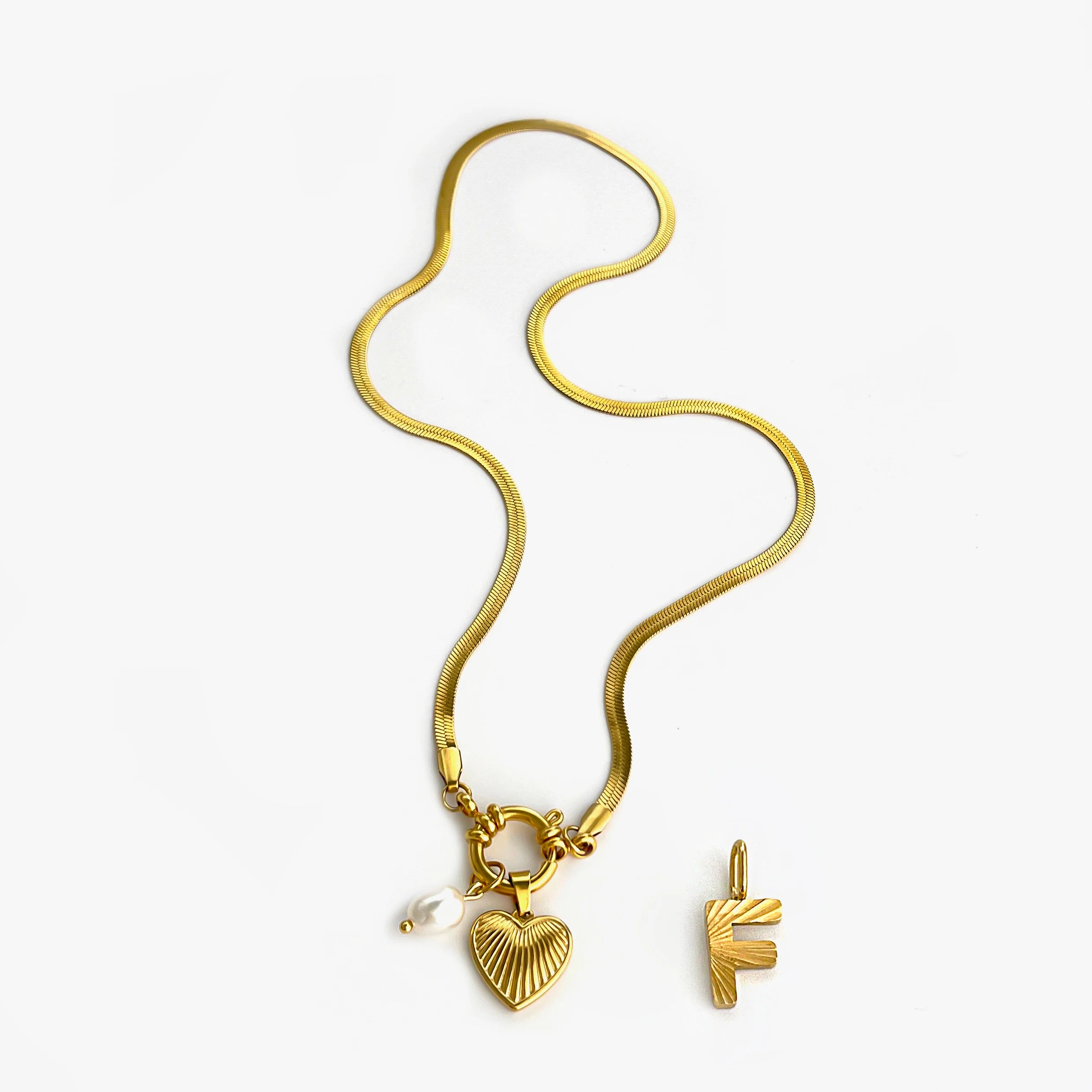 Pearl Heart Initial Necklace