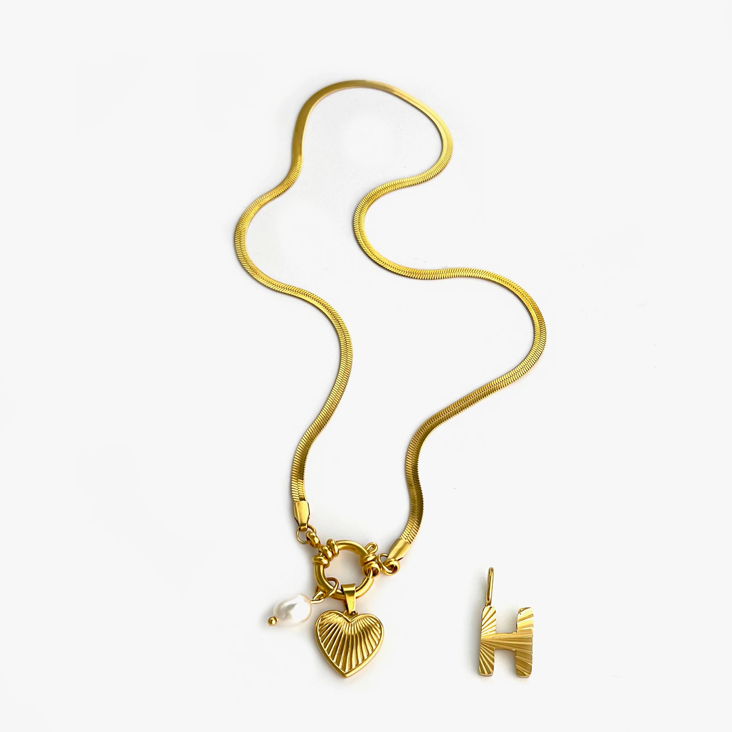 Pearl Heart Initial Necklace