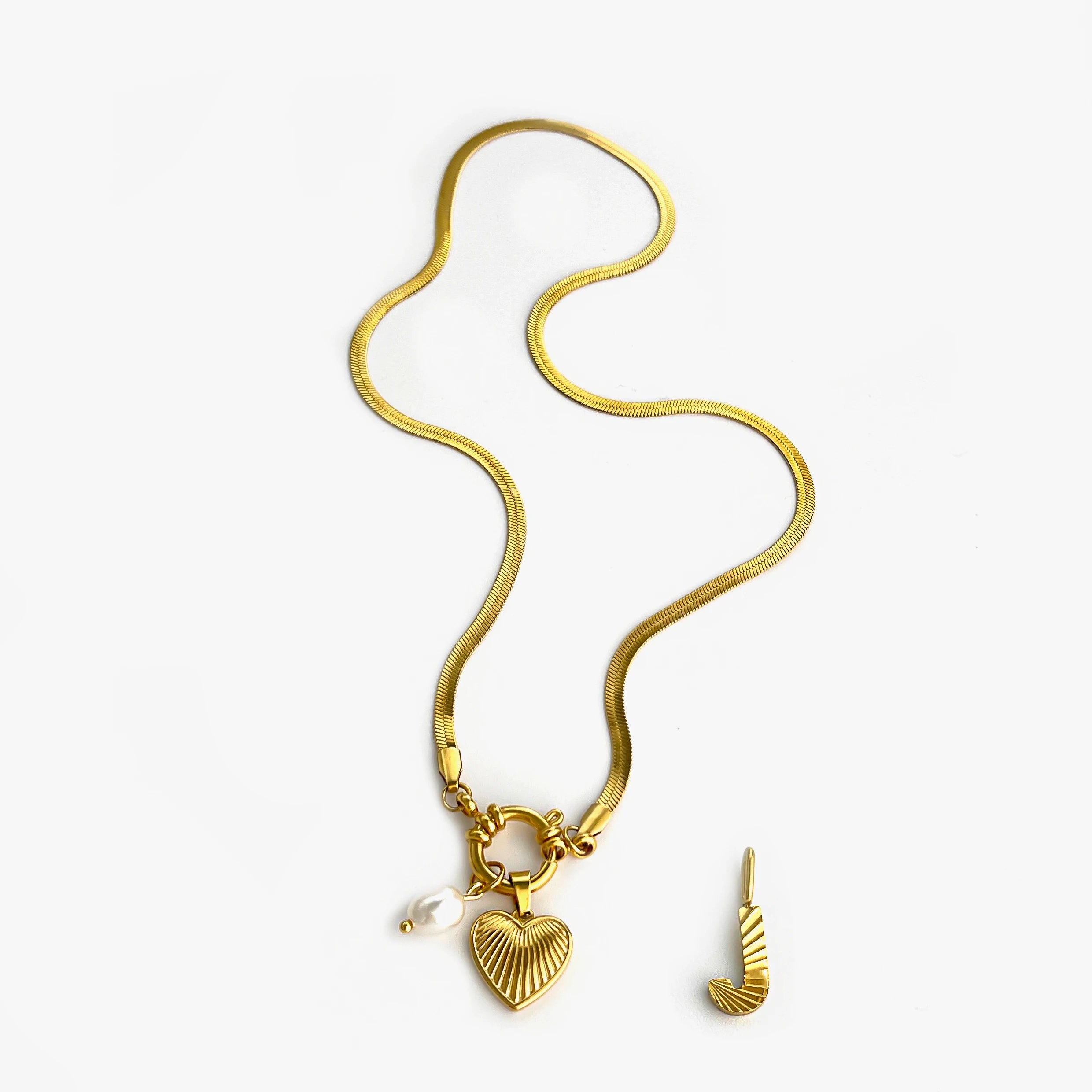 Pearl Heart Initial Necklace