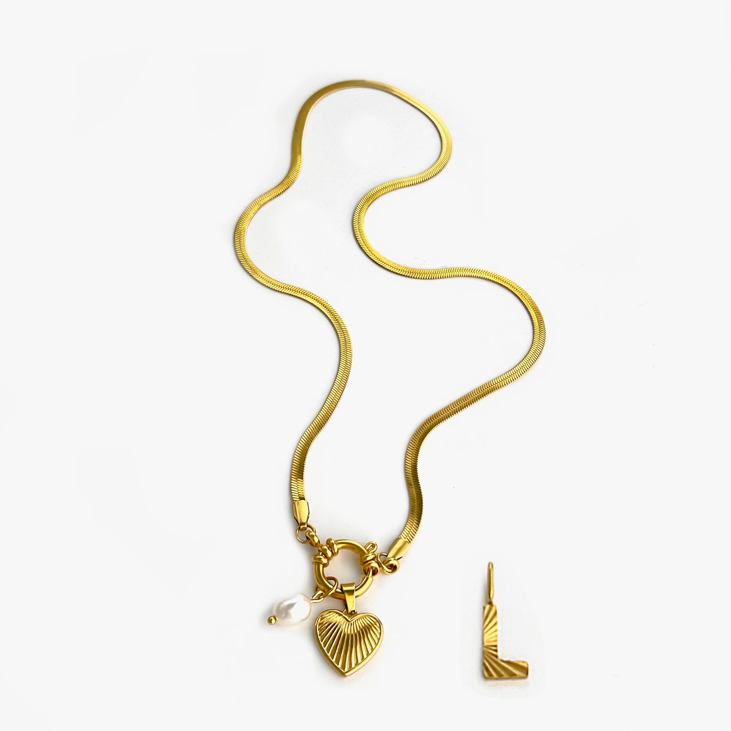 Pearl Heart Initial Necklace