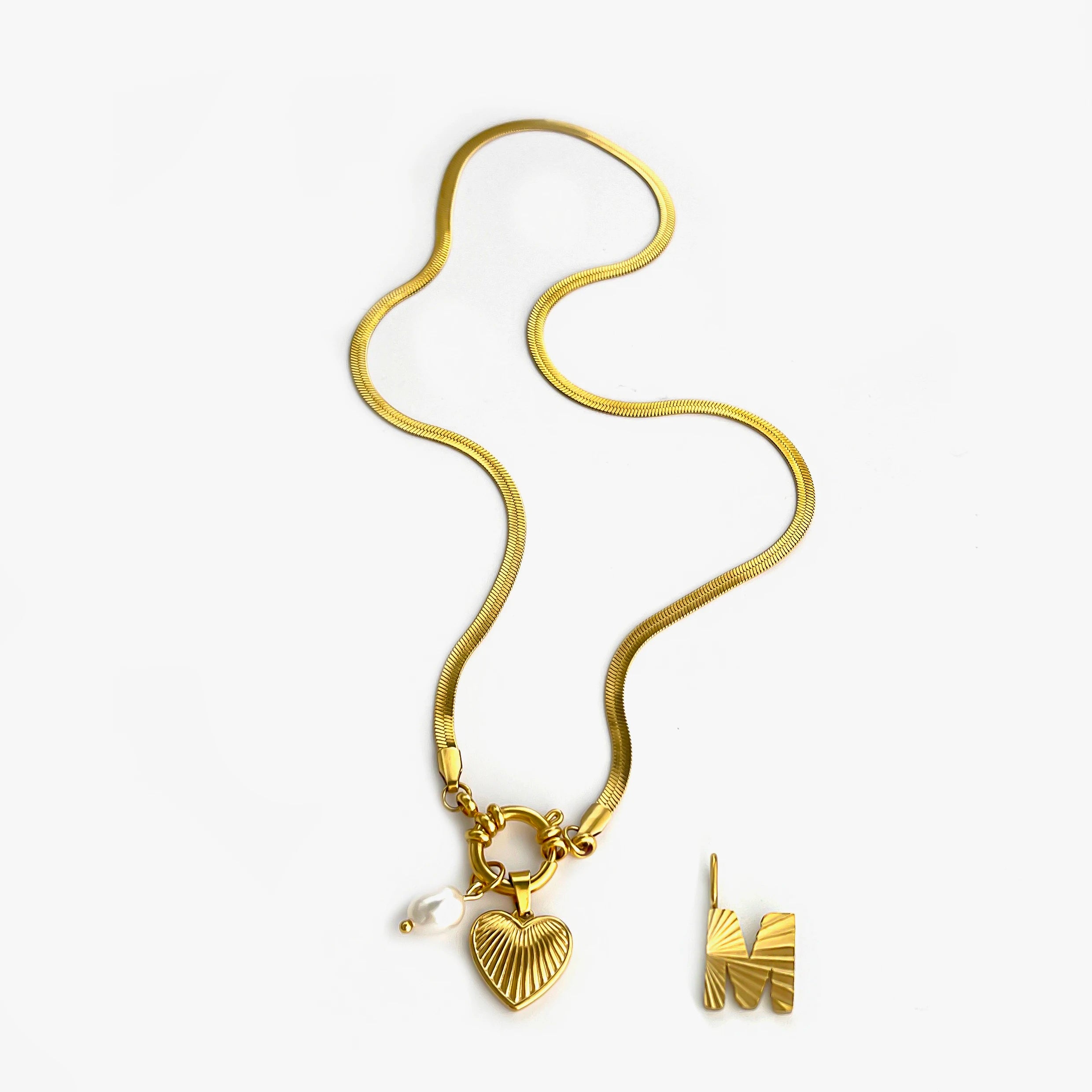 Pearl Heart Initial Necklace