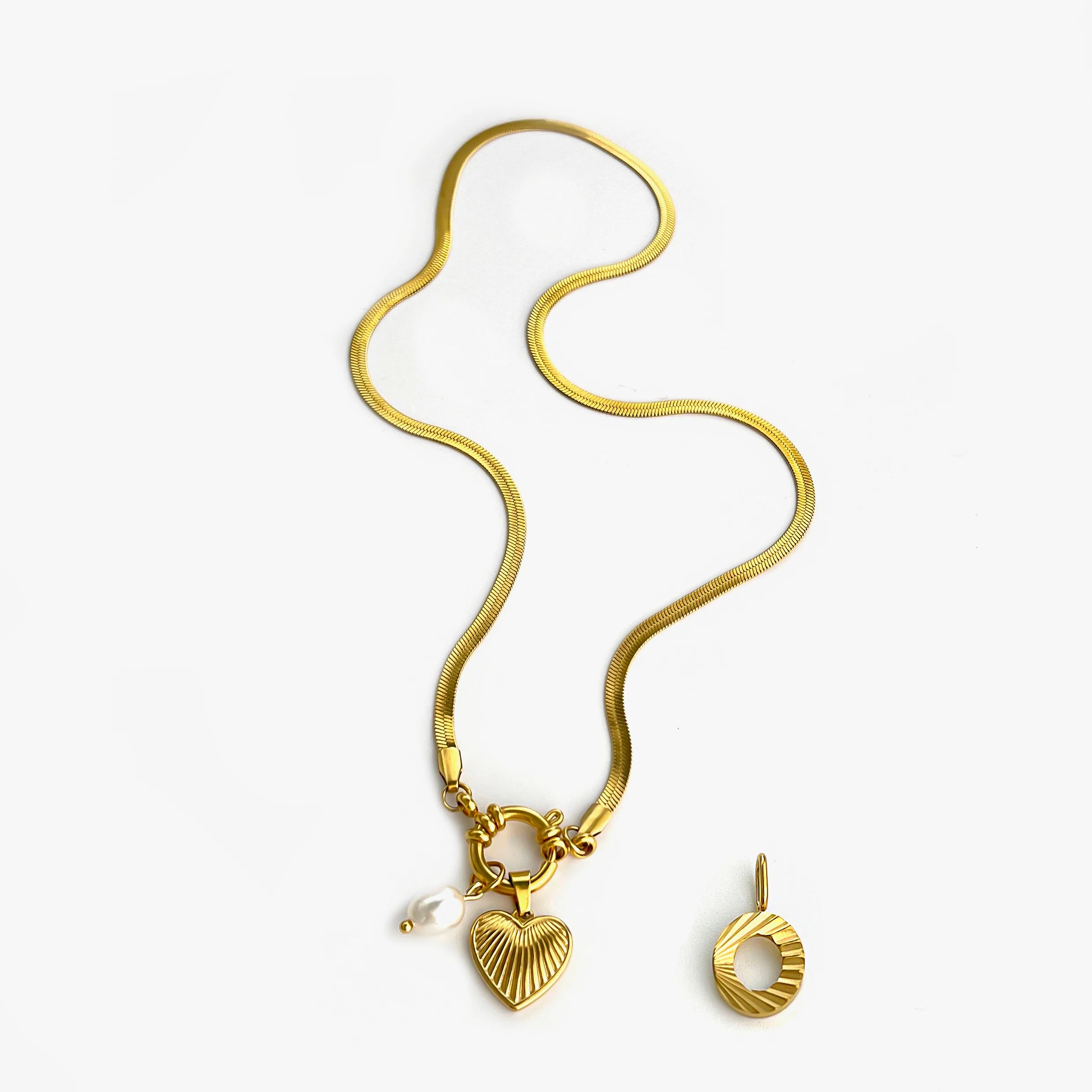 Pearl Heart Initial Necklace