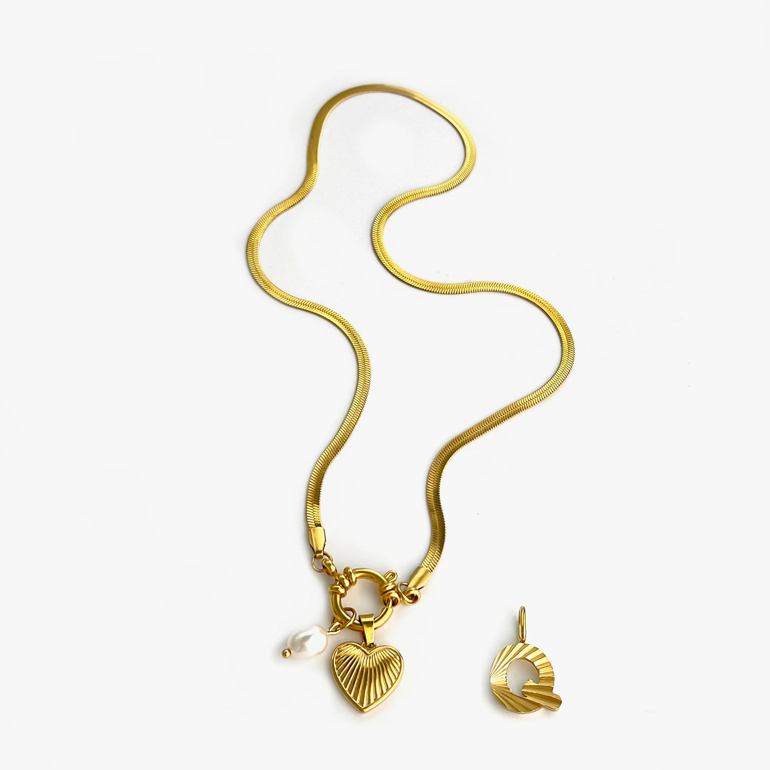 Pearl Heart Initial Necklace