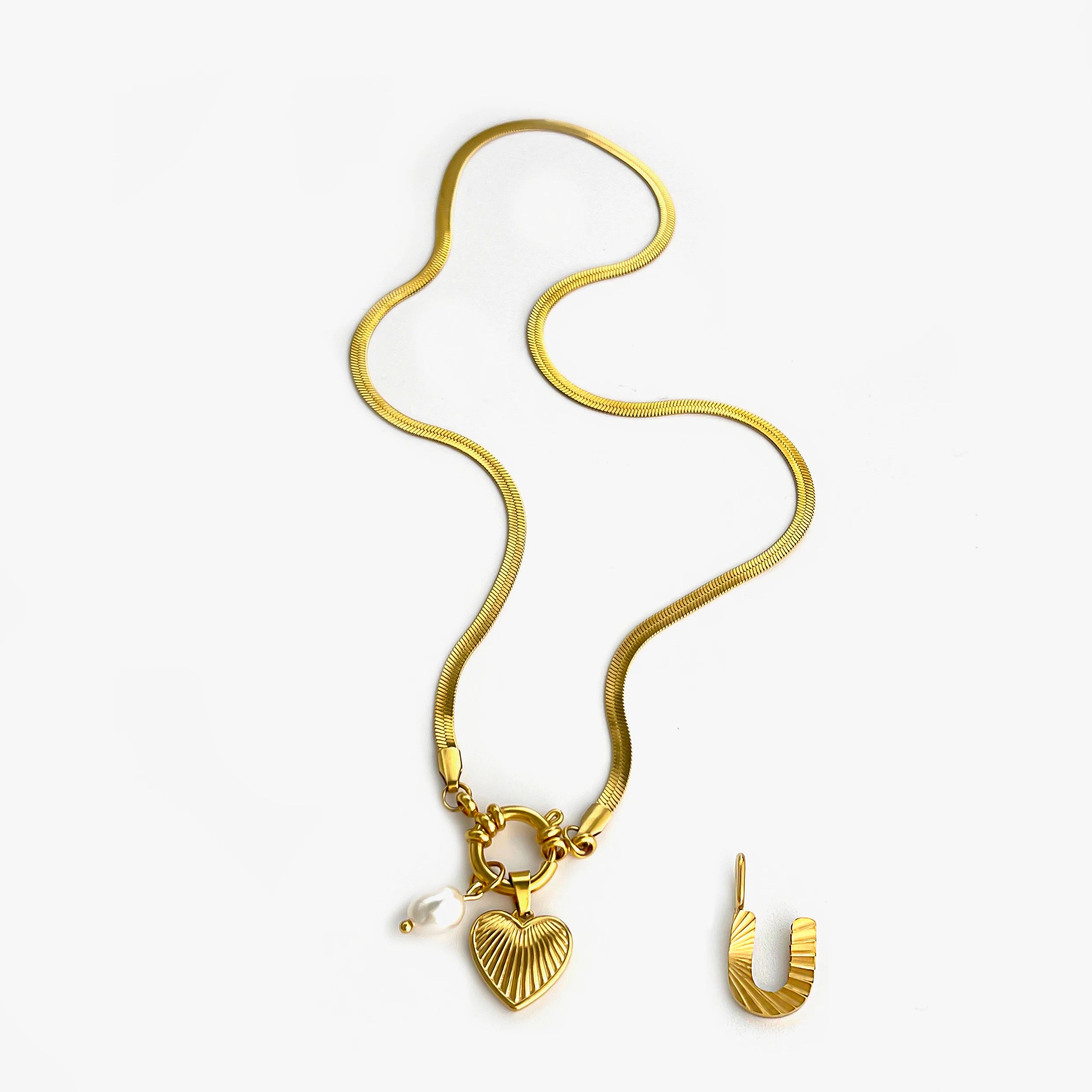Pearl Heart Initial Necklace