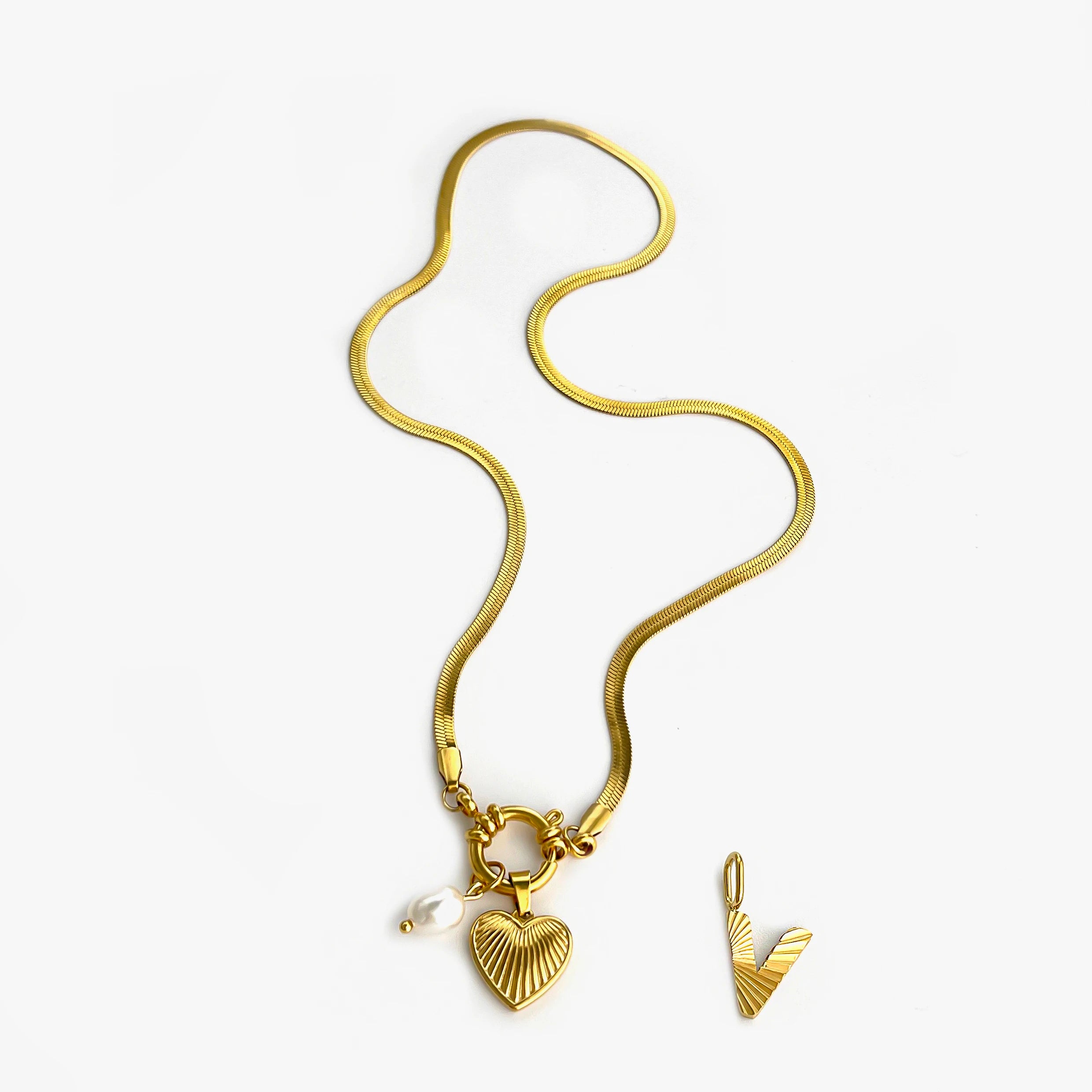 Pearl Heart Initial Necklace