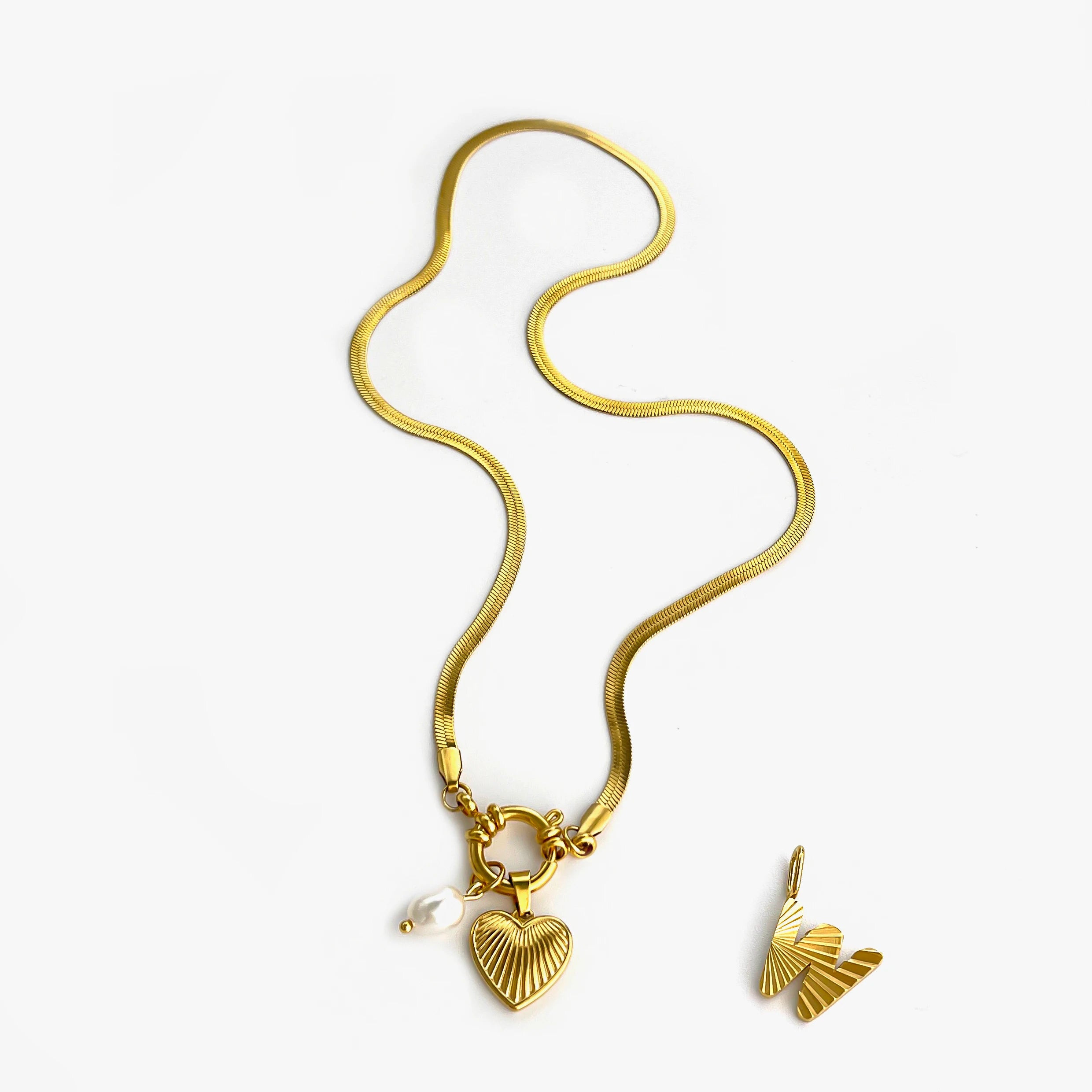 Pearl Heart Initial Necklace