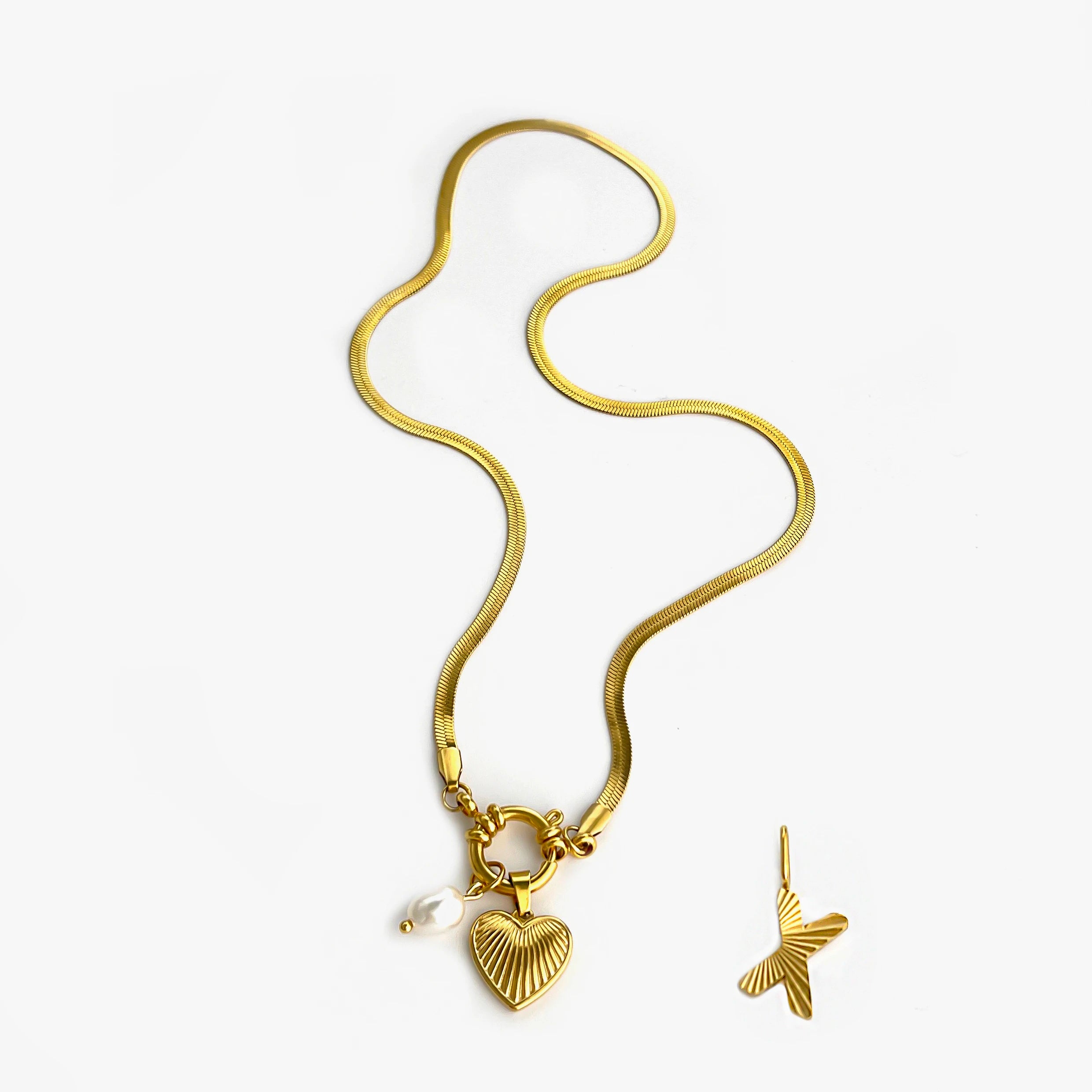Pearl Heart Initial Necklace