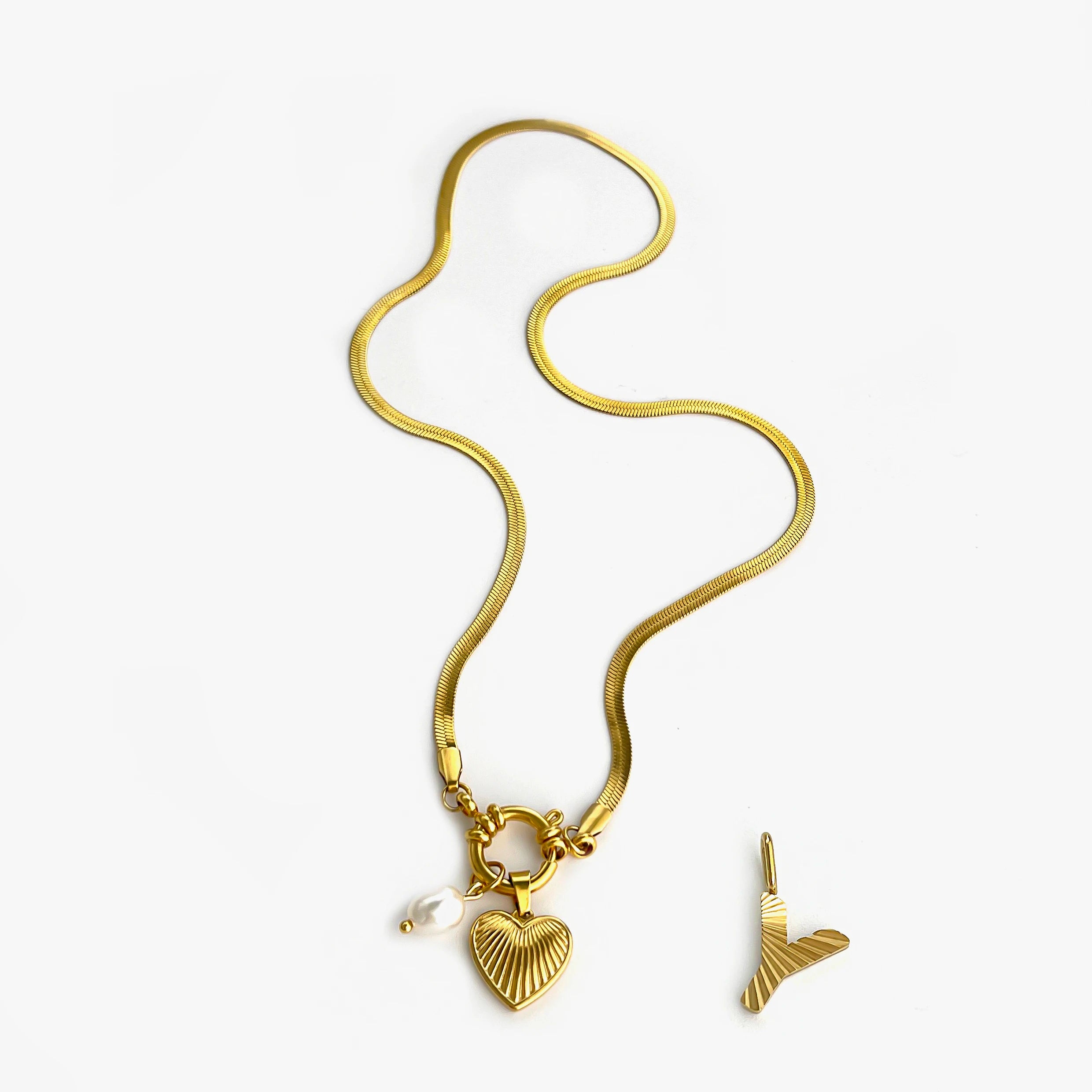 Pearl Heart Initial Necklace