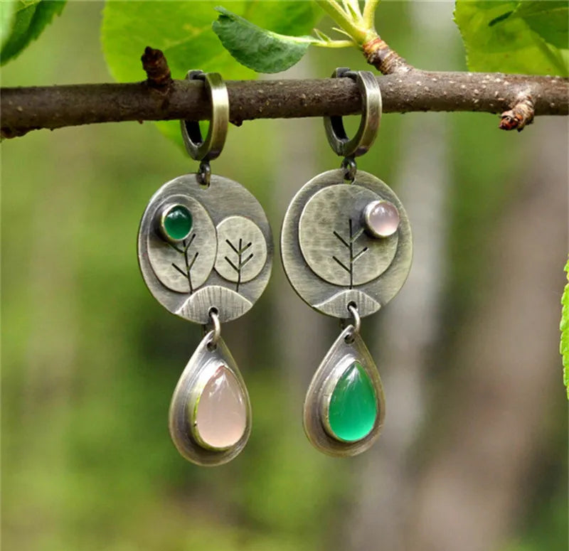 Geometric Waterdrop Stone Earrings