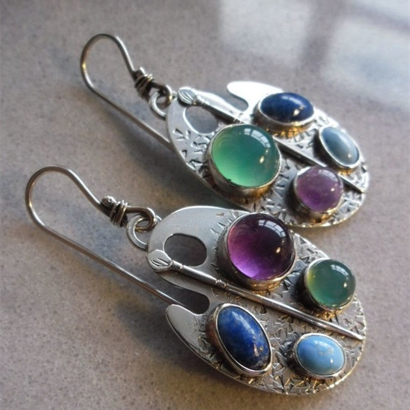 Multi-Color Stone Palette Earrings