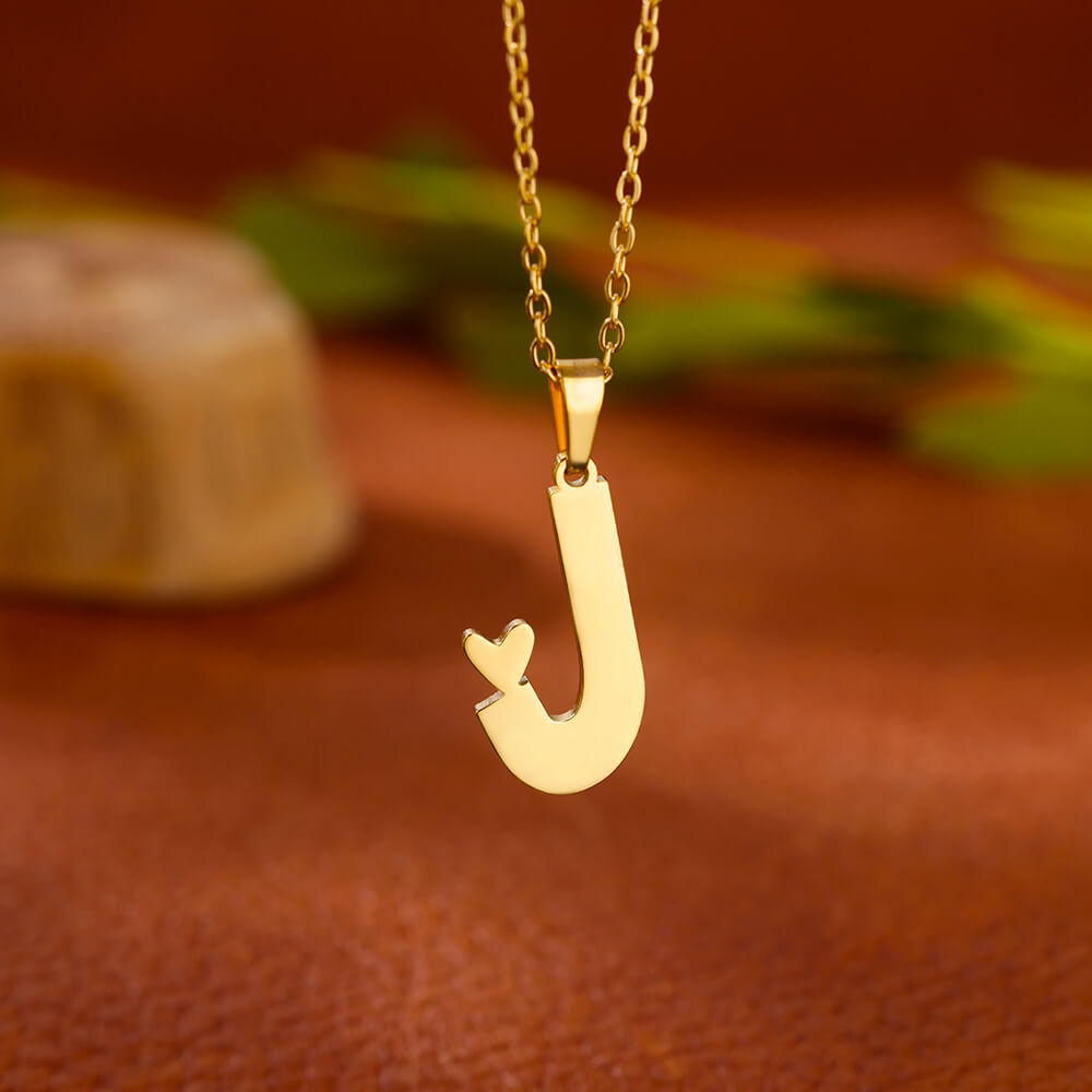 Gold Plated Initial Letter Love Necklace