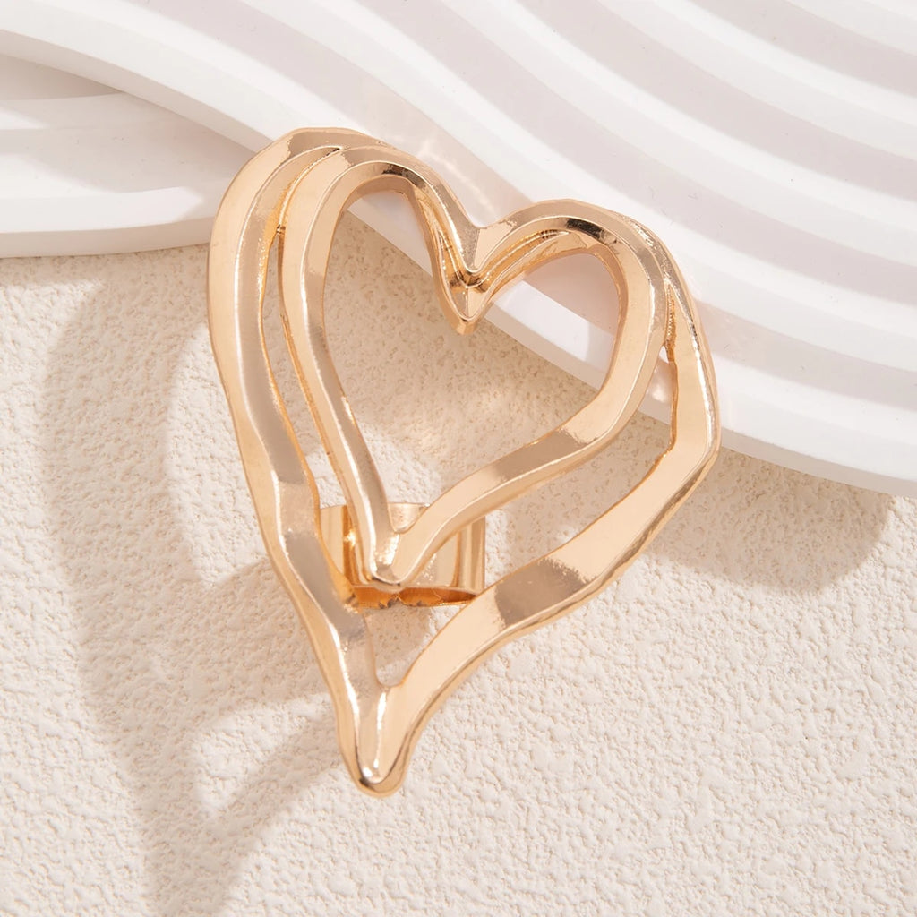 Large Hollow Double Heart Ring