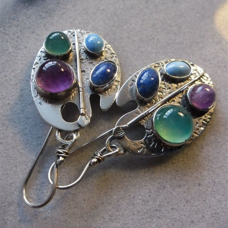 Multi-Color Stone Palette Earrings