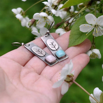 Asymmetric Rectangle Leaf Earrings