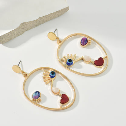 Hollow Abstract Evil Eye Earrings