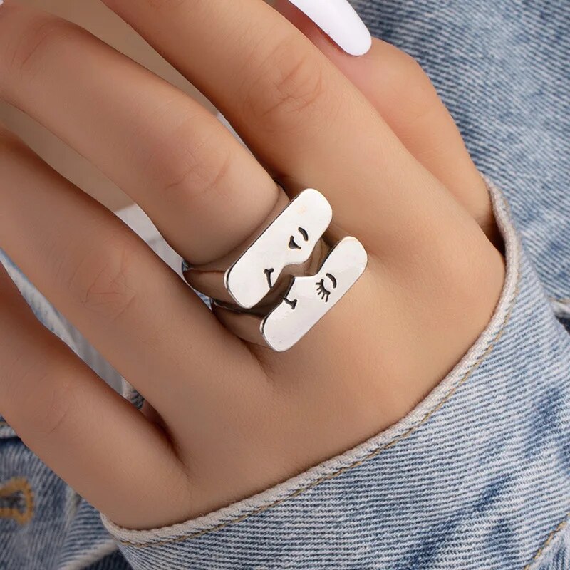 Matching Half Face Couple Rings