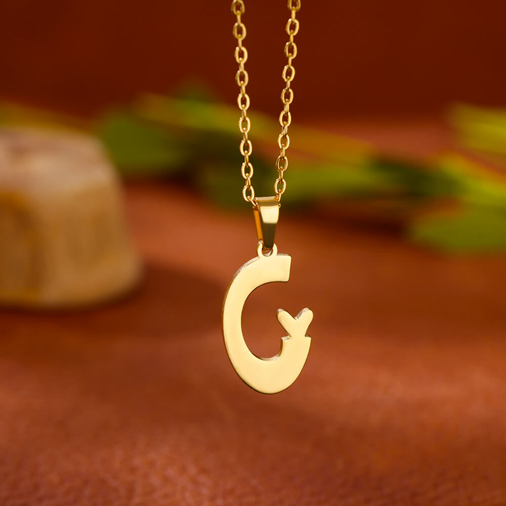 Gold Plated Initial Letter Love Necklace