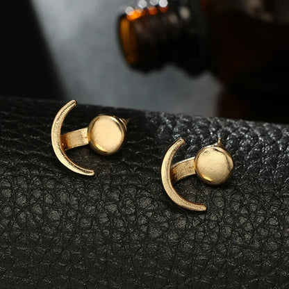 Geometric Round Moon Earrings