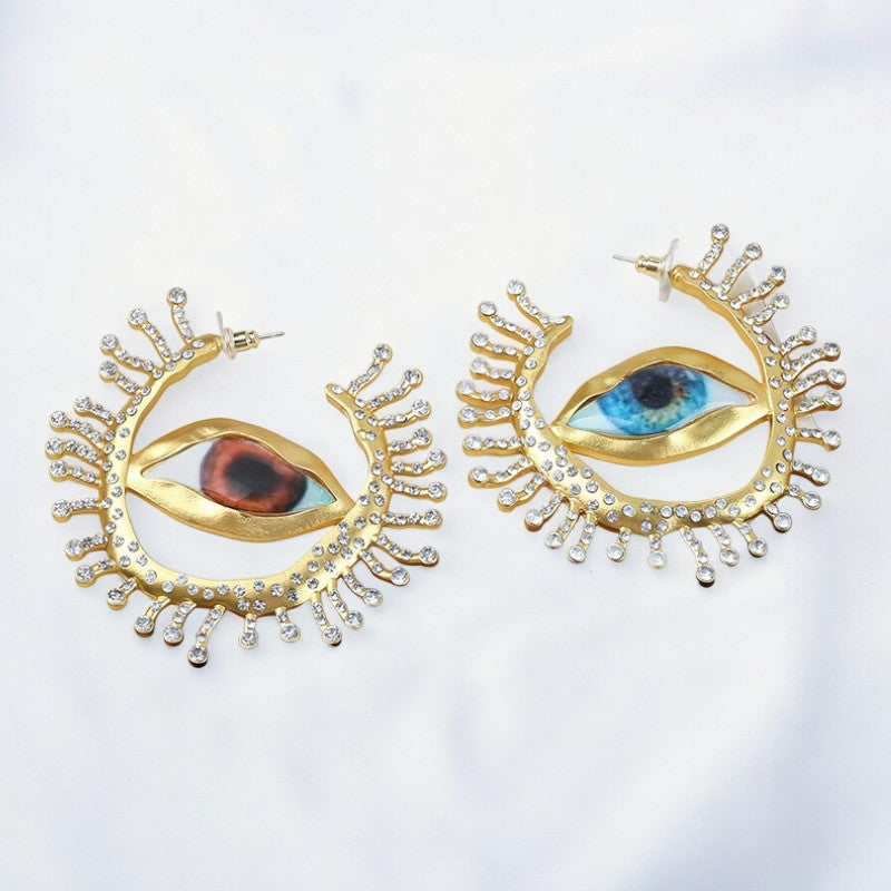 Asymmetric Blue & Red Evil Eye Earrings