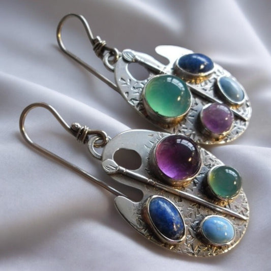 Multi-Color Stone Palette Earrings