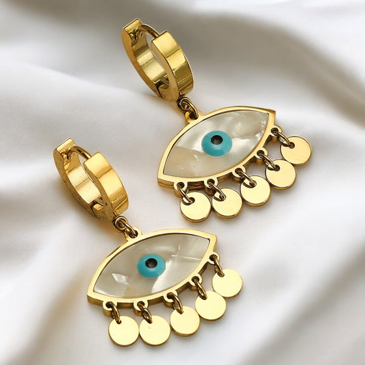 Small Evil Eye Drop Earrings