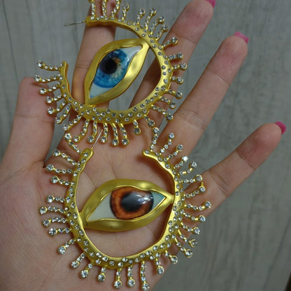 Asymmetric Blue & Red Evil Eye Earrings