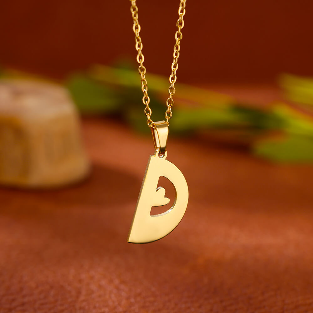 Gold Plated Initial Letter Love Necklace